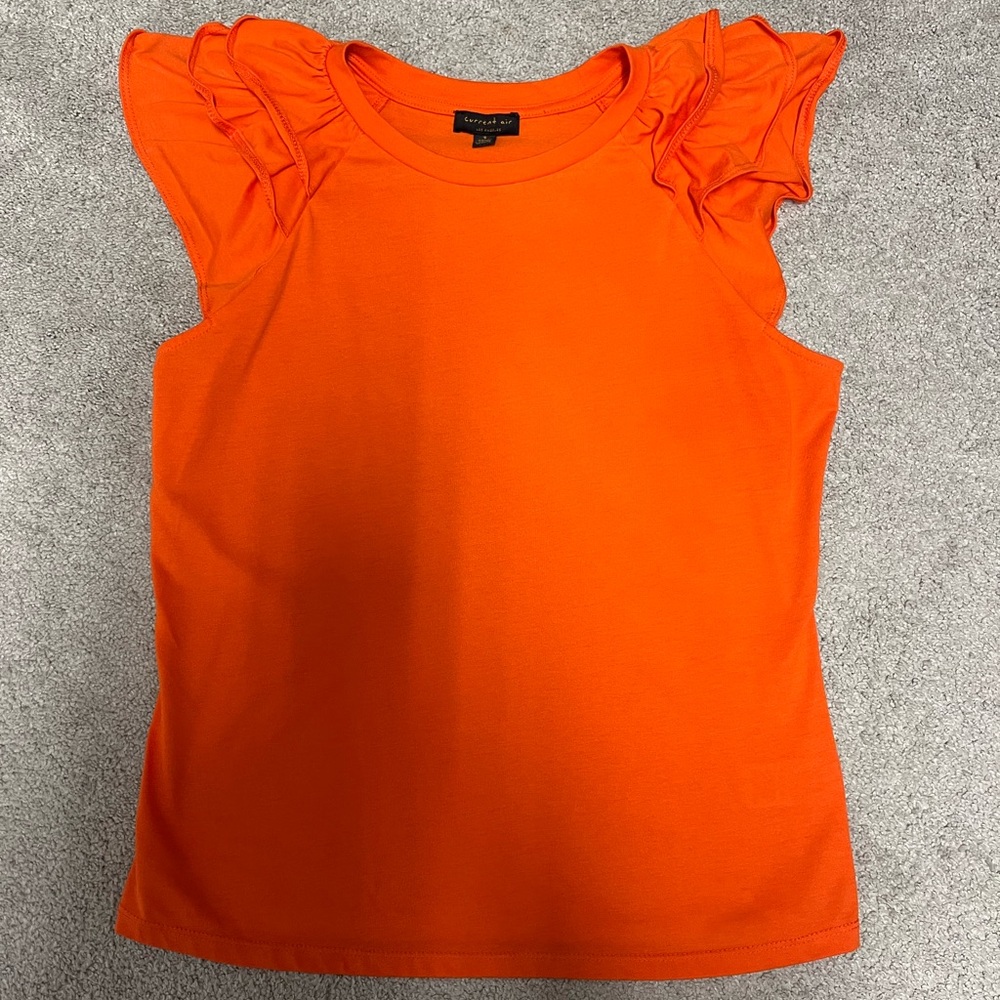 Orange Ruffle Sleeve Top